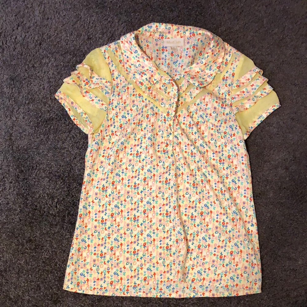 Modcloth Blouse Peter Pan collar SM Yellow Floral